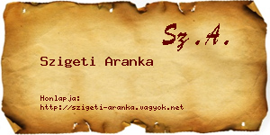 Szigeti Aranka névjegykártya